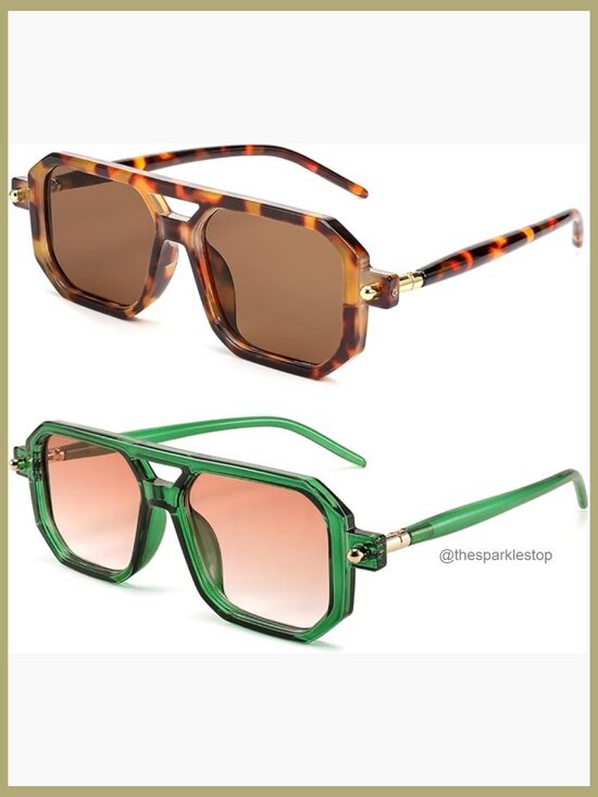 Vintage Square 70s Flat Aviator Sunglasses Retro Stylish  display picture 1